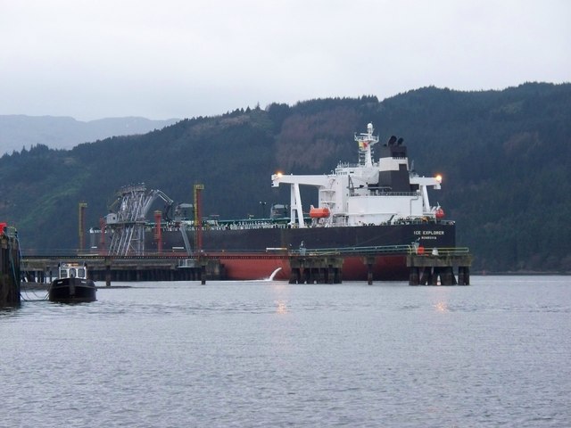 An oil tanker at an ocean terminal